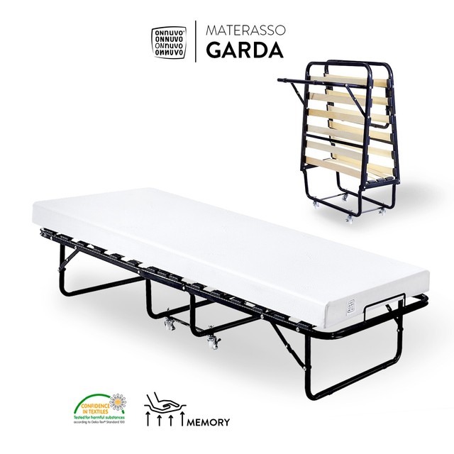 Brandina Pieghevole con Materasso Singolo, ALTO 10 cm, GEL MEMORY FOAM e AIRTECH
