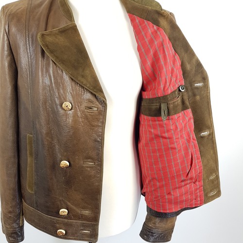 Meindl Hirschleder-Jacke Herren Gr. 50 Braun Grün Leder Trachtenjacke Sämisch - Bild 8 von 11