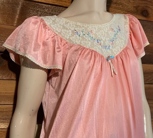 VINTAGE VASSARETTE PEACH SIZE SMALL BABYDOLL NIGHTGOWN #14618 - Picture 5 of 9