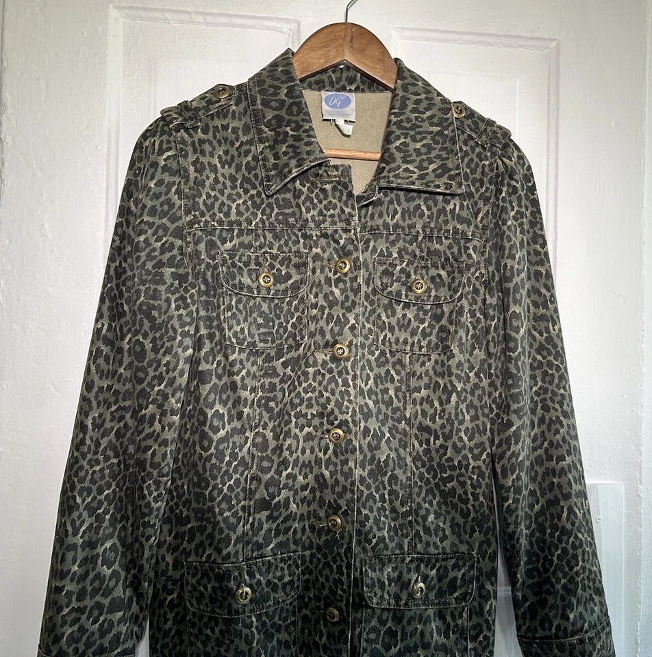 Chaqueta Blazer Vintage Diane Gilman Camuflada Estampado Guepardo Talla S Y2K Foto 3 de 4