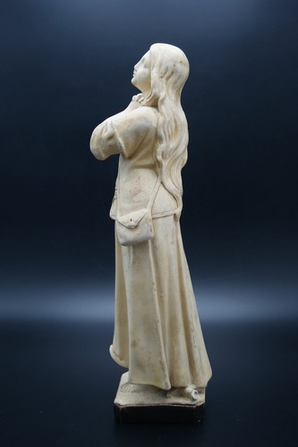 † STATUE CRAIE SAINTE JOAN OF ARC ANNÉES 1900 officiel ÉCOUTE VOIX PLÂTRE FRANCE †