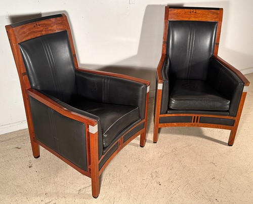 Schuitema & Zonen Art Deco Rosewood & Leather Upholstered Club Chairs/Armchairs - Picture 4 of 12
