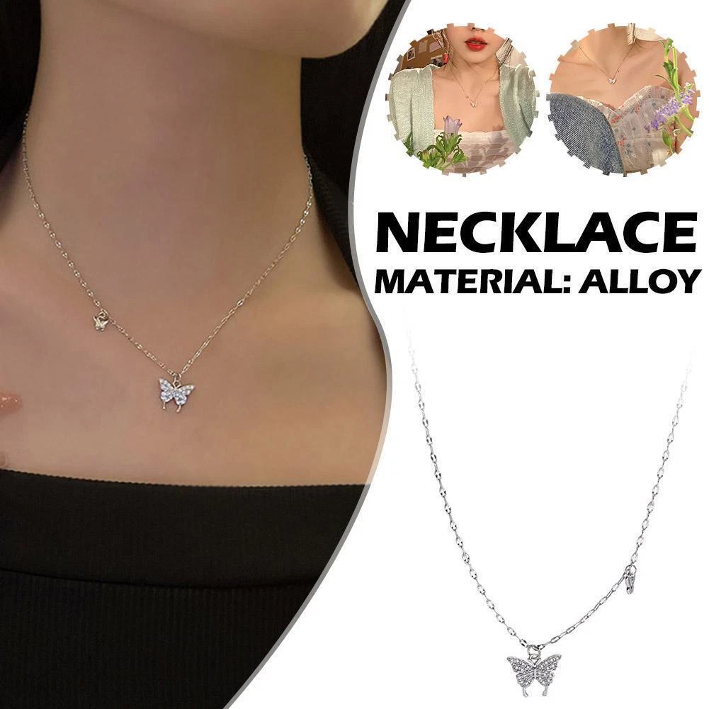 Small silver cheap butterfly necklace