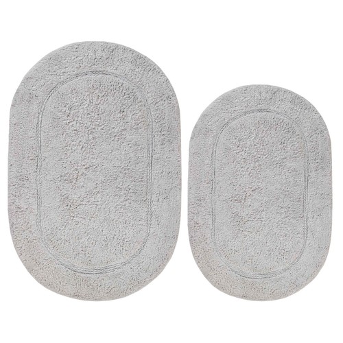2 Piece Cotton Non Slip Oval Absorbent Washable Bath Bathroom Rug Set - Picture 45 of 69