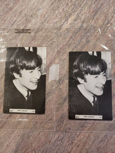 Lote de 2 ~ 1963 postales vintage de John Lennon raras gira de conciertos de 3 1/4" x 5 1/4" - Imagen 2 de 8