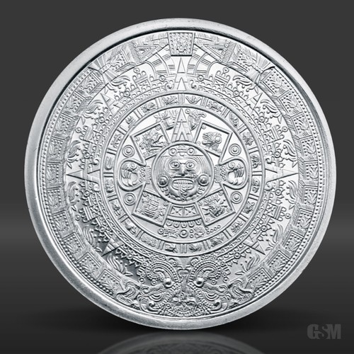 Lingotes de plata fina .999 redondo calendario azteca de 1 oz 1 onza troy - Imagen 3 de 3
