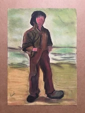 Vincent Van Gogh Drawing on paper (Handmade) signed and stamped mixed media art.