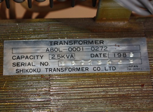 Fanuc Shikoku A80L-0001-0272 2.5kVa 200v/220v 185v/18v 3 phase Transformer - Picture 2 of 4