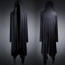 Cardigan Dark Cape Gothic Loose Cotton Cloak Fashion Mens Long Hooded Coats Punk