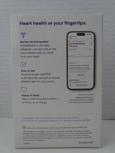 AliveCor AC-009-UA-DI KardiaMobile Wireless Personal Portable EKG Monitor New - Picture 2 of 6