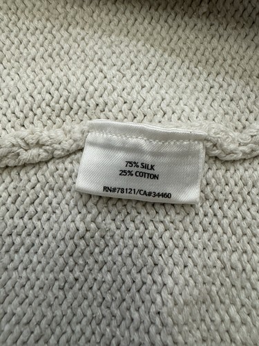 Eileen Fisher M Silk Melange Knit Open Front Long Sleeve Cardigan Sweater - Picture 6 of 6