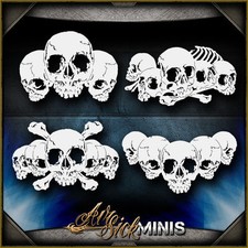 Mini Skull Background Set 4 - Airbrush Stencil Template Airsick