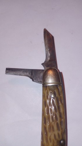 Vintage SCHRADE WALDEN #804 3 Blade Yellow Peach Seed Stockman Pocket Knife - Picture 7 of 15