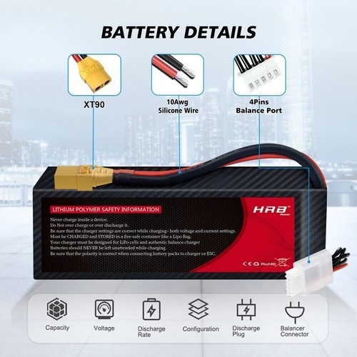 2Stück 14,8V 4S 9500mAh 120C Lipo Akku XT90 für RC Hubschrauber Quad Auto Lkw - Bild 4 von 6
