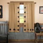 Burlap W/ Black Stencil Stars Short PANEL Set 63" Country CURTAINS