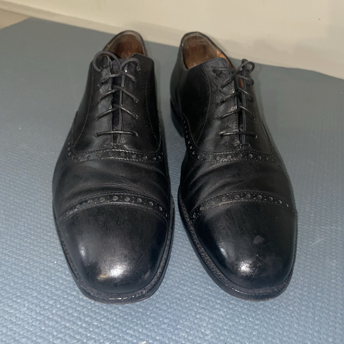 Ralph Lauren Black Leather Wingtip Dress Shoes Oxford Lace  display picture 1