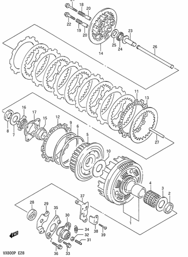 ORIGINAL SUZUKI MECANISMO DE EMBRAGUE RESORTE 09443-09024 VX800 1990-1996 DESCONTINUADO - Imagen 2 de 2