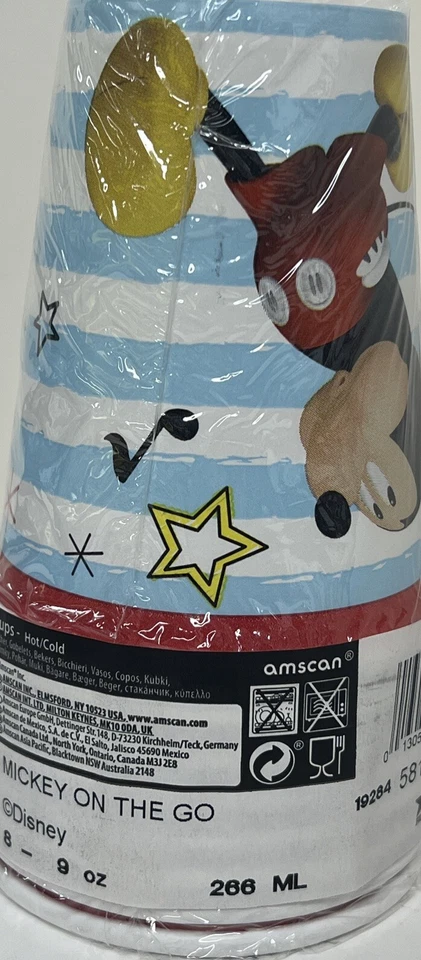 MICKEY MOUSE On the Go 9oz PAPER CUPS (8) ~ Birthday Party Supplies Beverage Foto 2 de 2