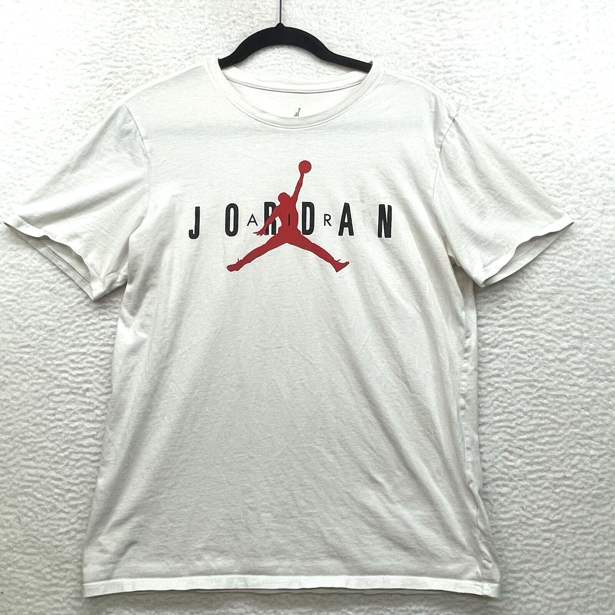 Air Jordan Shirt Mens Medium White Red Tee Jumpman Graphic