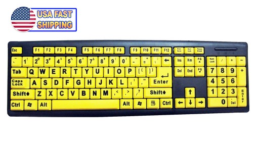 2 Big Bright EZ See Keyboard High Contrast Large Print Keys Visually Impaired - 第 6/6 張圖片