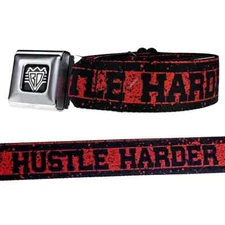Hustle Harder Red and Black Stripes Seatbelt Authentic Seat Belt Buckle-Down