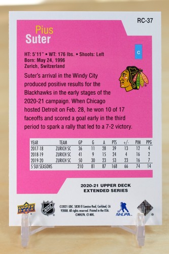 2020-21 UD Extended Series Rookie Class SE #RC-37 Pius Suter - Chicago - Picture 2 of 2
