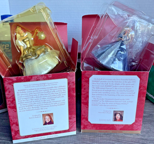 2 adornos de Barbie de colección Hallmark Celebration 20009 y Millenium Princess (1999) - Imagen 1 de 11