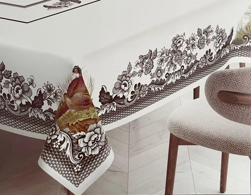 Spode Woodland Fasan Tischdecke schöne Herbst Blumen Bordüre 70 rund NEU! - Bild 1 von 5