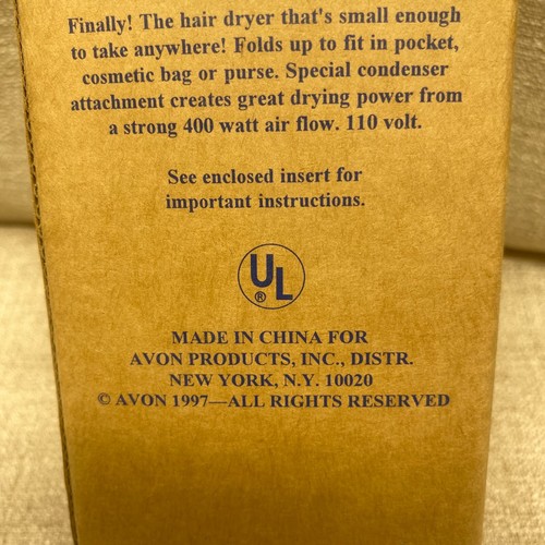 Vintage 1997 Avon Lifestyle Solutions On-the-Go Compact Hair Dryer- NEW - Picture 10 of 12