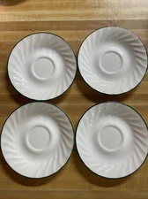Vintage Corelle Calloway Green Swirl 7" Saucers  Lot Of 4