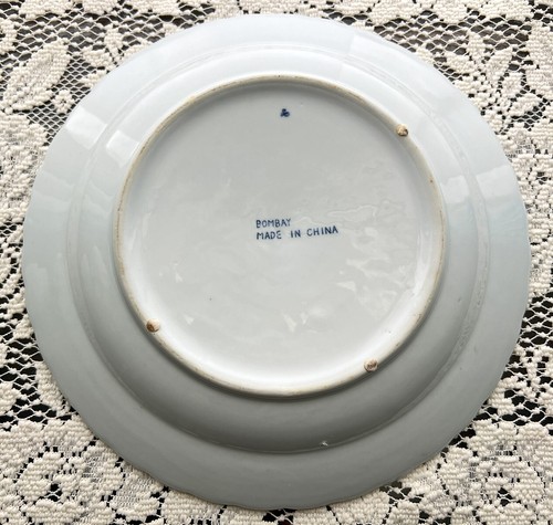 Bombay Blue and White Chinese 11 7/8" Round Heavy Porcelain Platter - Picture 4 of 5