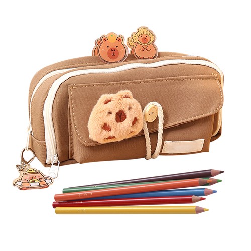 Capybara Pencil Case Pen Pouch Large Capacity Stationery Box Makeup Bag School - Picture 9 of 12