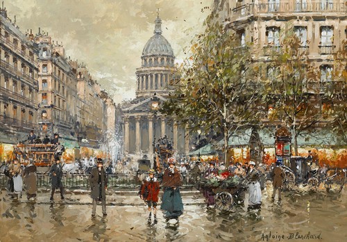 Wall Art Paris City Street Scene Oil painting Picture Printed on Canvas P032