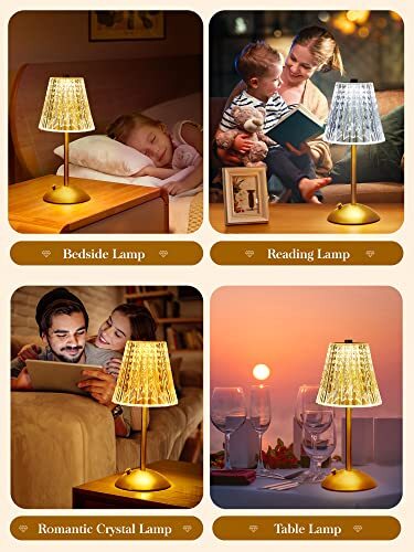  Nightstand Lamps Set of 2, Dimmable Crystal Table Crystal Table Lamp-2 PACKS - Bild 5 von 6