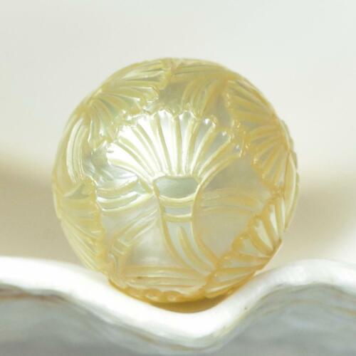 13.26 MM Sculpté Du Sud Mer Perle Doré Rond Maluku Indonésie Prépercées 3.10 G