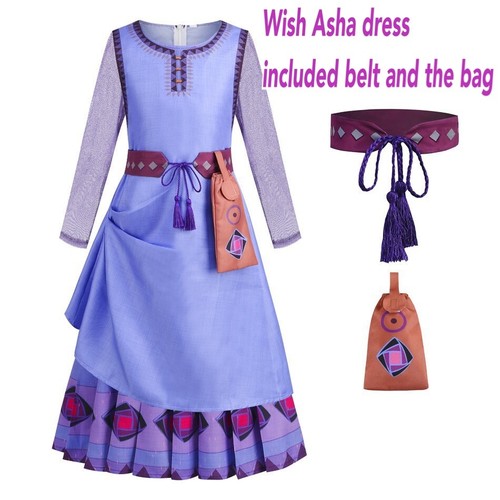 Disney Wish Asha Princess Dress Cosplay Costume Halloween Party Fancy Dress NEW - Picture 17 of 22