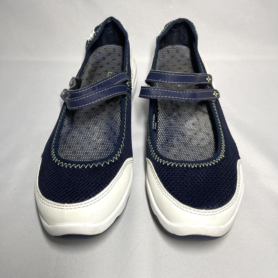 LL Bean Womens Size 9 Wide Mesh Water Shoes Blue Mary Jane Loafers Slip