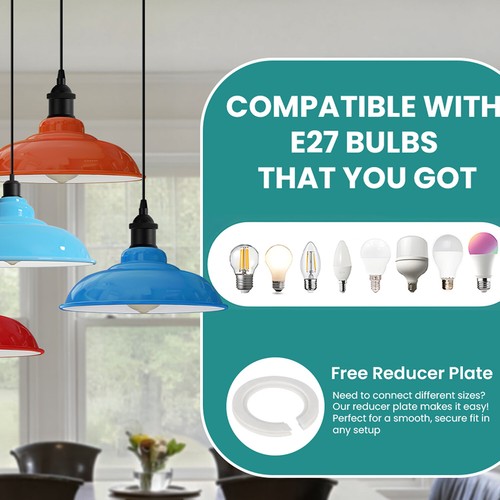 Ceiling Light Shade Lampshade Easy Fit Pendant Shade Metal Kitchen Living Room - Picture 22 of 128