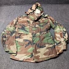 US Army Field Coat Hooded Parka Camouflage Medium Green Full Zip Military