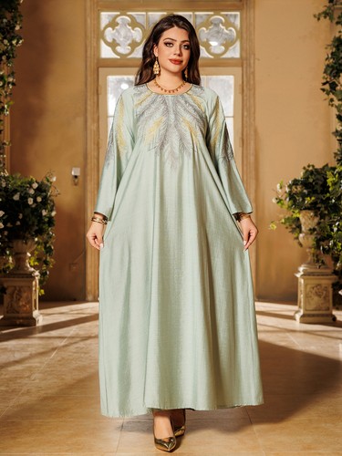 Muslim Abaya Kaftan Maxi Dress for Women Elegant Floral Printed Dubai Party Gown - Picture 196 of 307