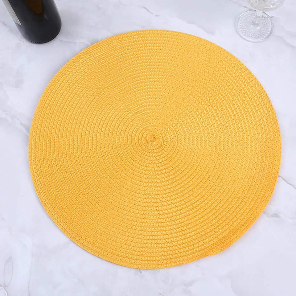 Woven Table Place Mat Large Round Placemat Dining Tableware Washable Dinnerη - Image 4 of 4