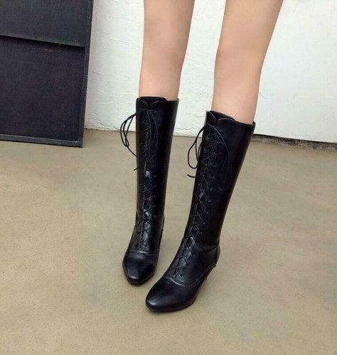 Elegant Women Kitten Heel Pointy Toe Mid Calf Boots Back Zipper Casual Shoes New - Bild 2 von 13
