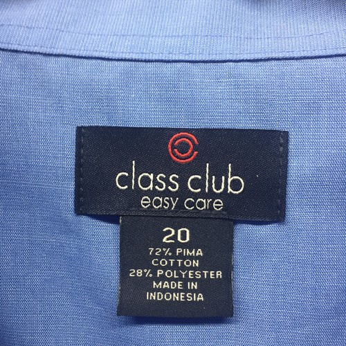 Class Club Button Down Shirt Mens Size 20 Blue Long Sleeve Easy Care - Picture 2 of 4