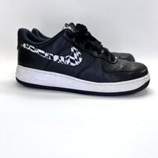 Nike Air Force 1 Low Black Pattern Swoosh Mens Size 10 Black White