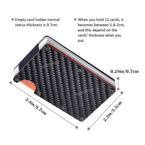 Men's Slim Carbon Fiber Credit Card Holder RFID Blocking Wallet Money Metal Clip - Picture 9 of 9