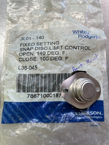 3L01140 Emerson WhiteRodgers 3L01-140 Snap Disc Limit Control Thermostat L36-045 - Picture 3 of 4