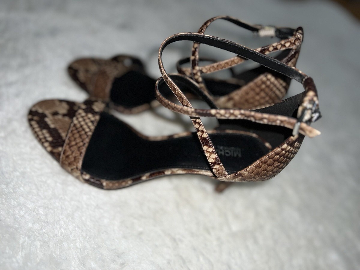 Michael Kors Jordyn Snake Embossed Faux Leather Sandals 6.5