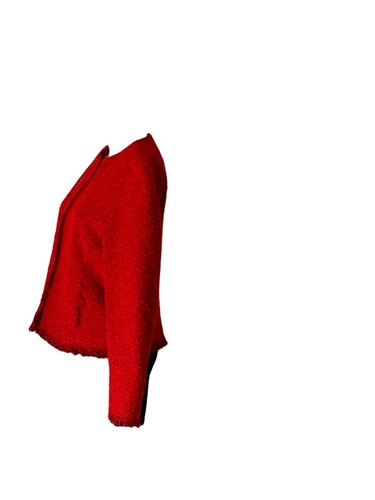 Akris Punto Womens Red Fringe Tweed Jacket Made In Italy Size 10 - Picture 3 of 13