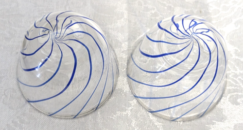 2 Kunstglas Cold Sake Tassen blau Spiralstreifen - Bild 2 von 5