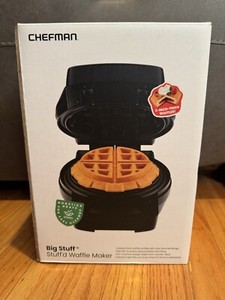 Chefman Big Stuff Belgian Deep Stuffed Waffle Maker Mess- Moat Black